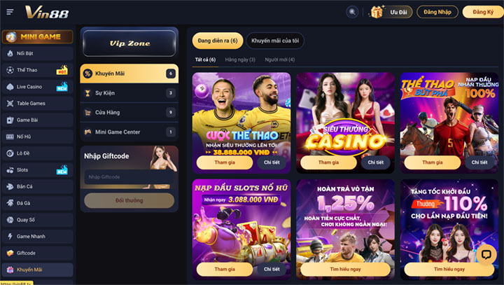 Cách tham gia chương trình khuyến mãi Vin88