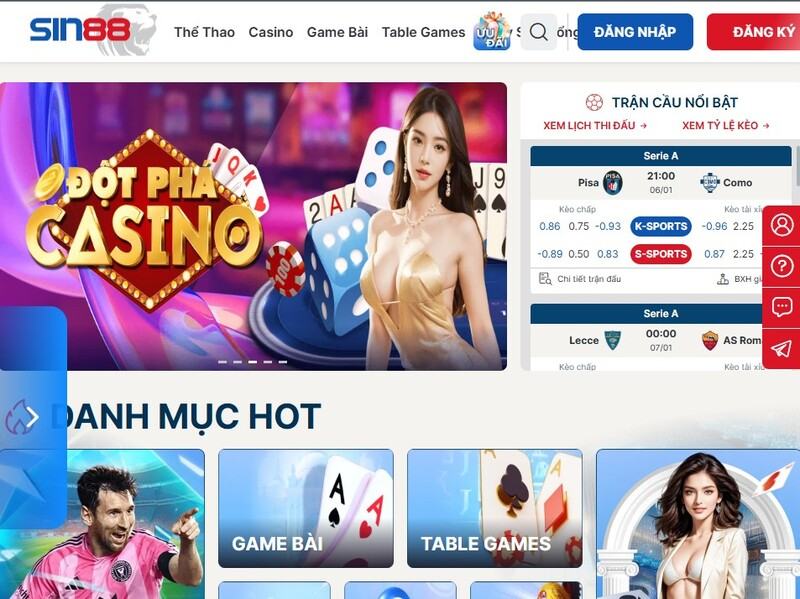 Sin88 – Nhà cái cá cược trực tuyến được nhiều người chơi 2026